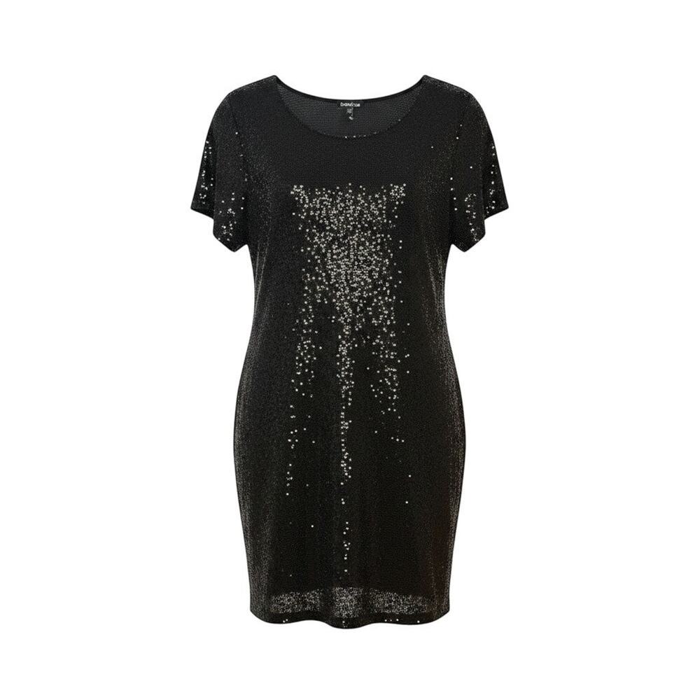 Bebe Short Sleeve Black Sequin Embellished Mini Dress